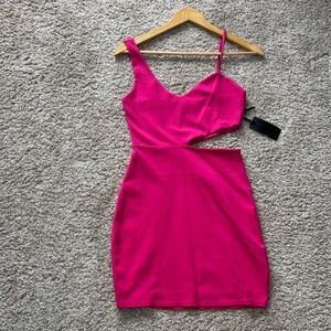 h:ours Vibrant Pink Asymmetrical Dress